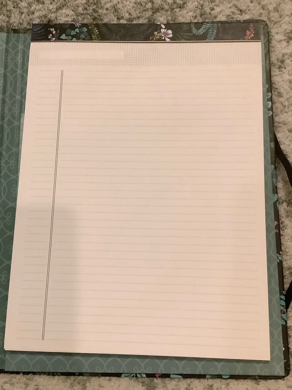 Clementine Paper Co Floral Notes Padfolio Black w Green Botanical Accents NWT